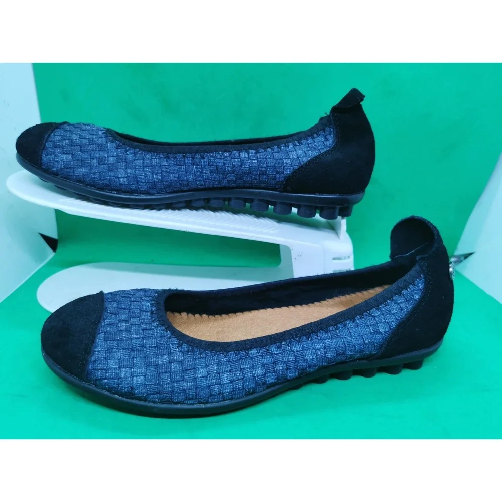 Bernie Mev Bella Me Womens EU 38 US 7 Ballet Flats Black Woven Cap Toe Comfort